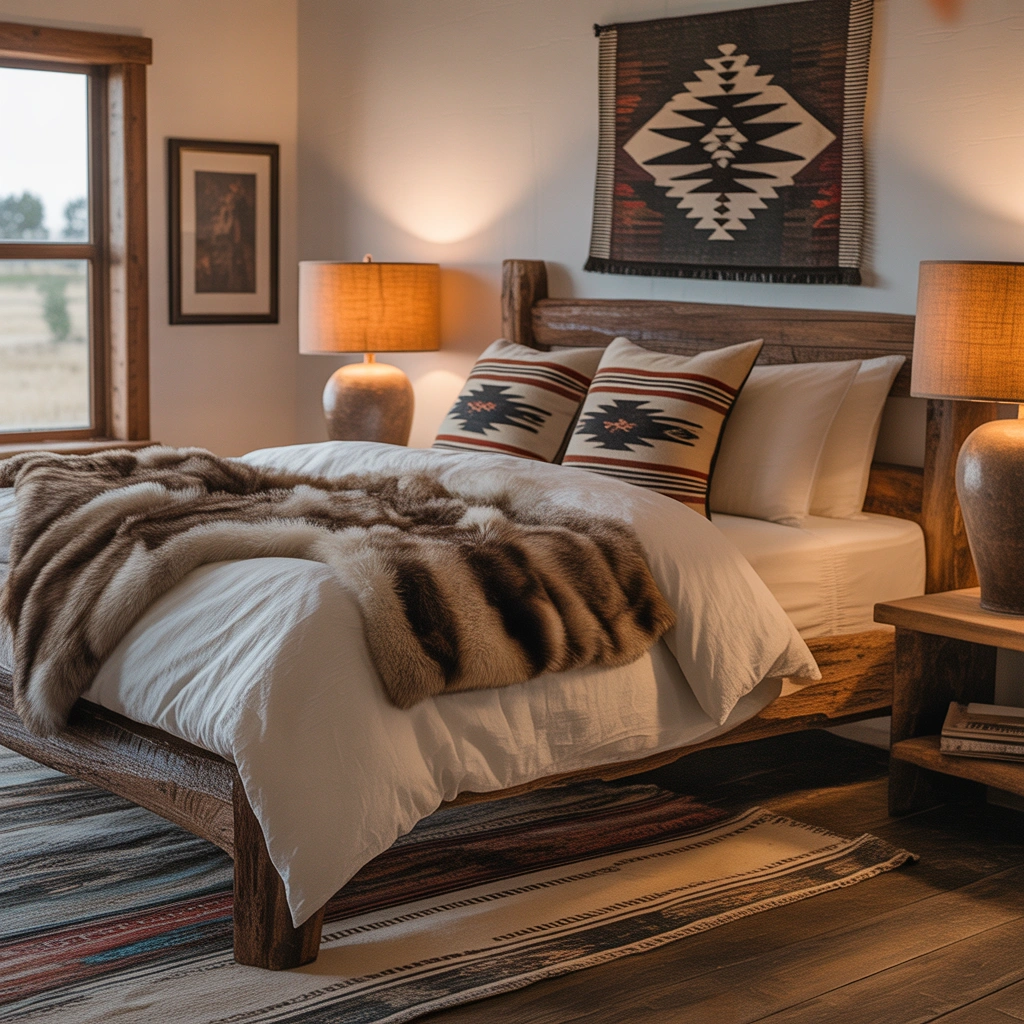 Add Western Style Bedding With Layered Textures and Patterns
