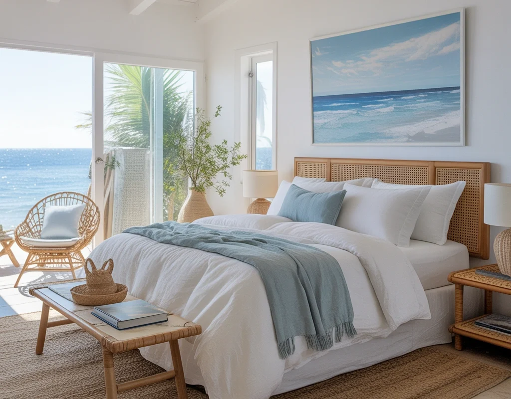 Add a Coastal Theme to Your White Bedroom