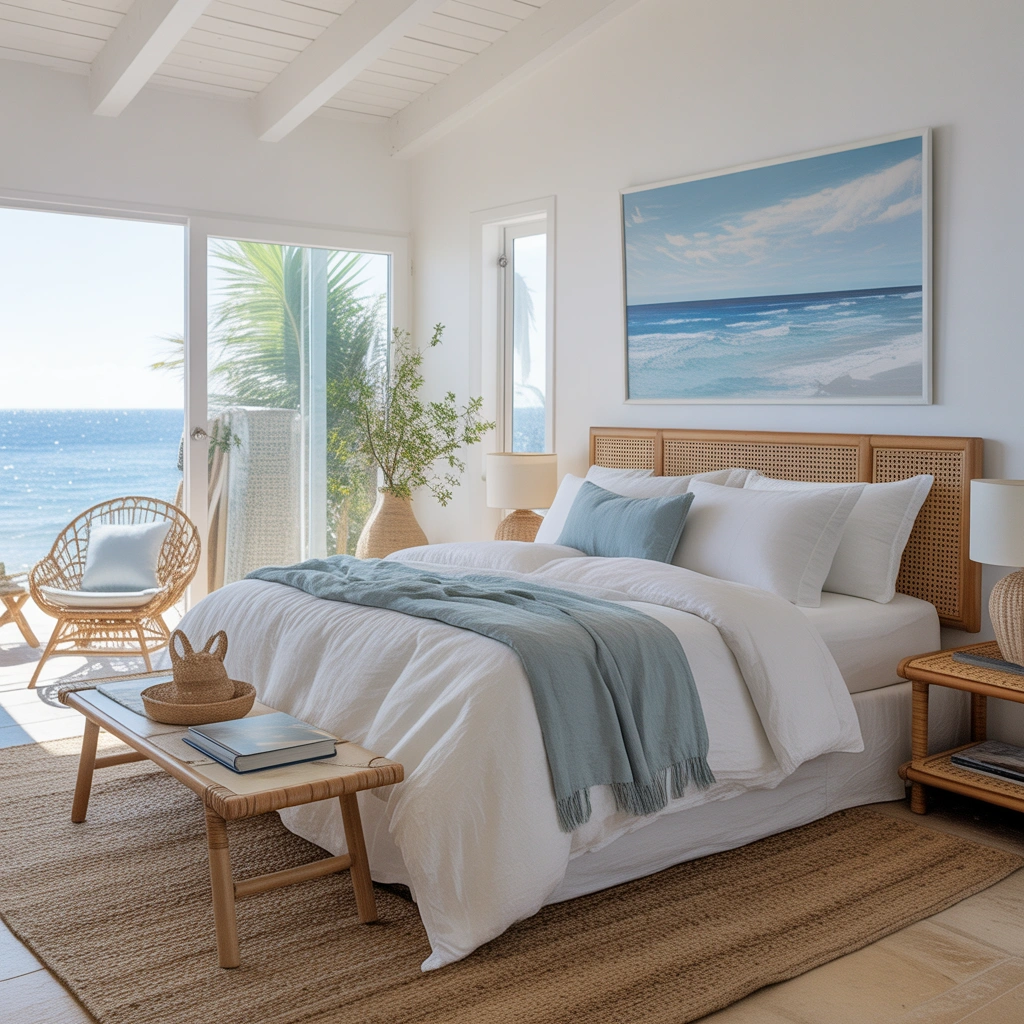 Add a Coastal Theme to Your White Bedroom