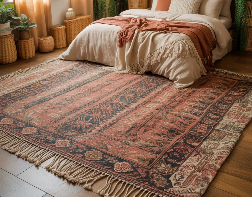 Add a Large Woven or Vintage Inspired Rug