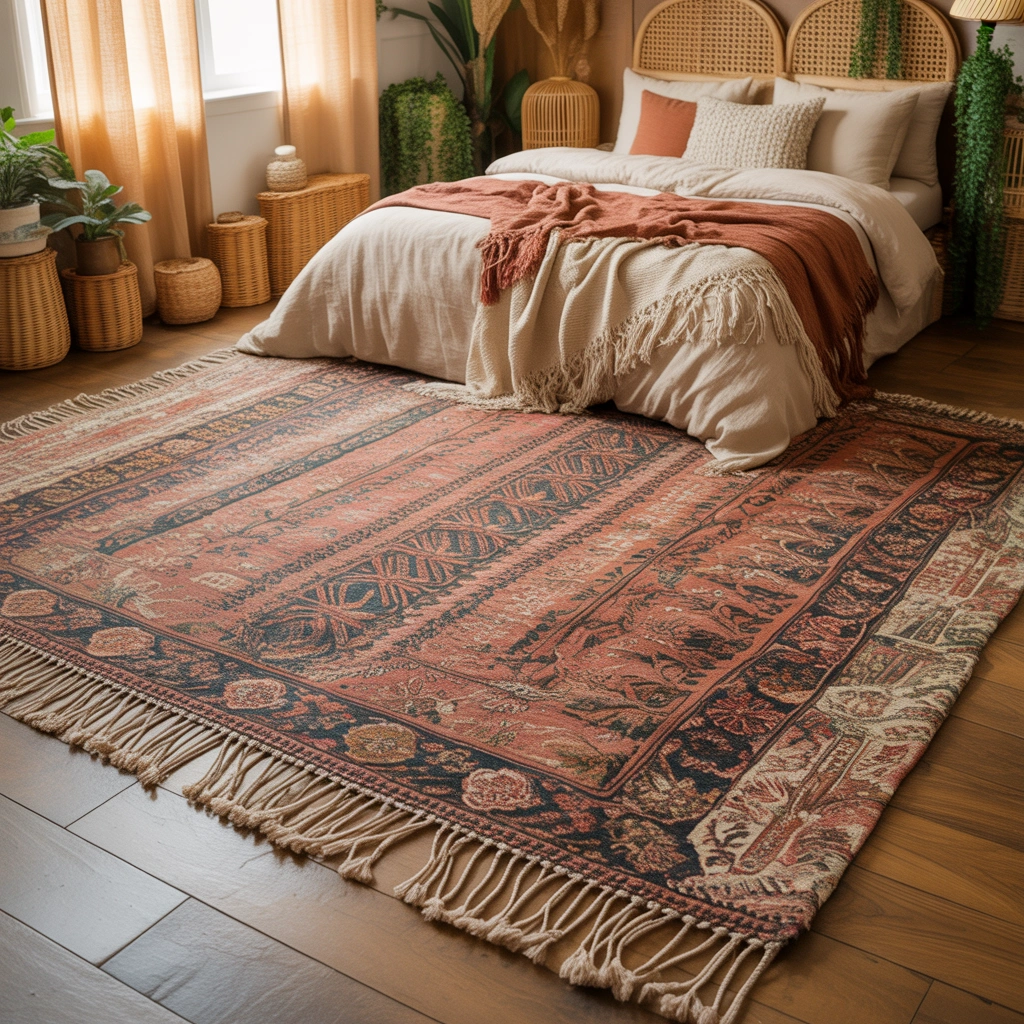 Add a Large Woven or Vintage Inspired Rug