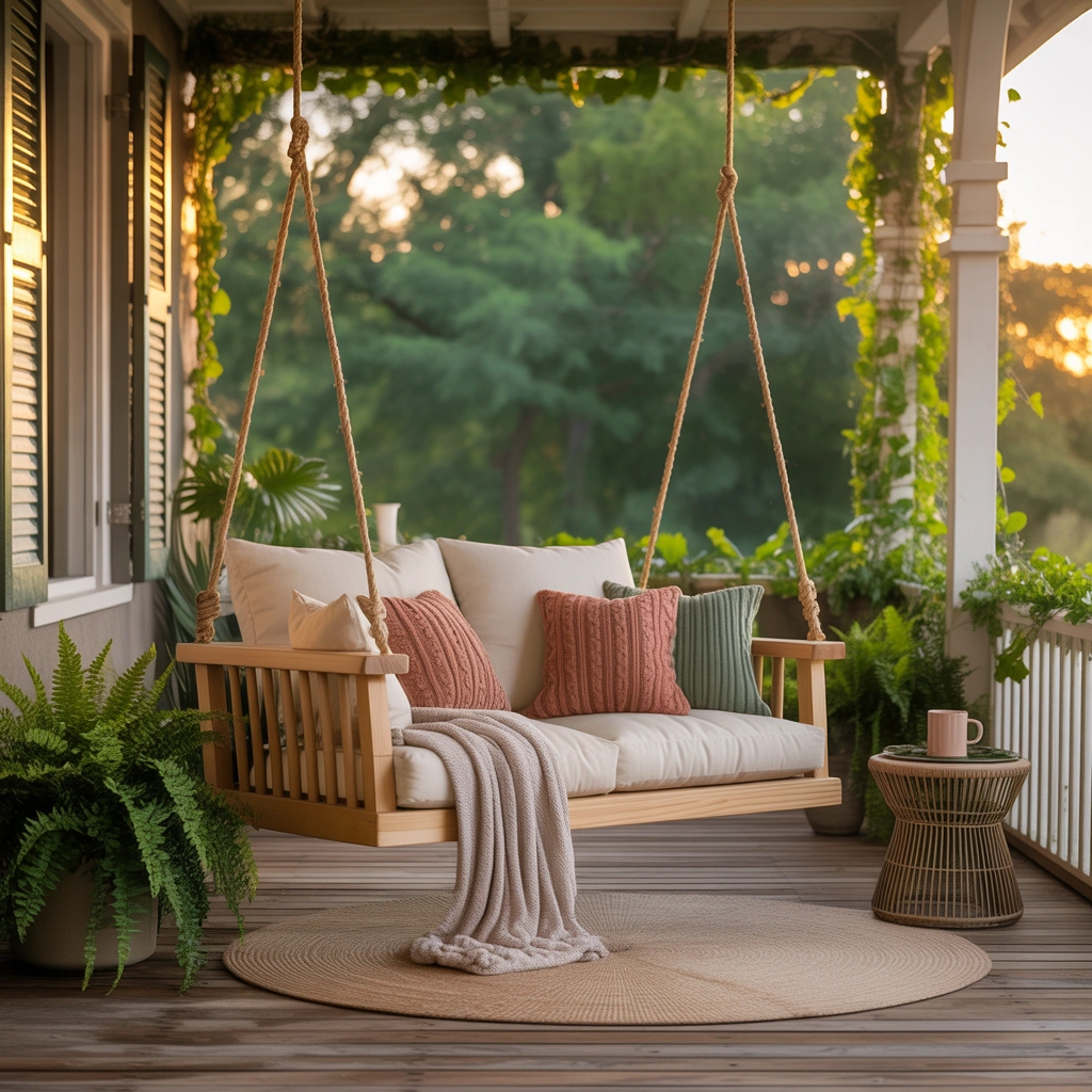 Add a Porch Swing for a Cozy Look