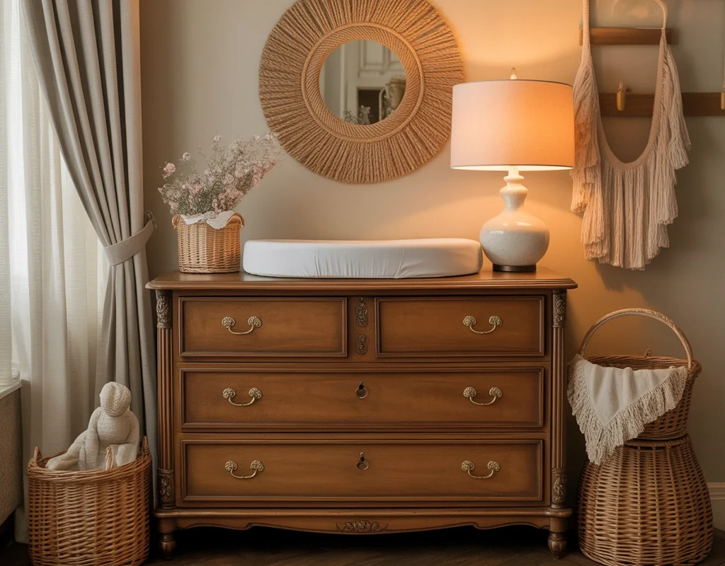 Add an Antique Style Dresser for Storage and Character