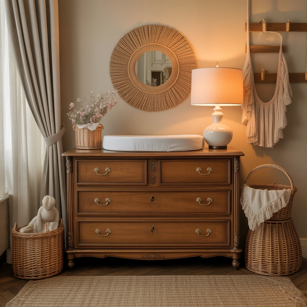 Add an Antique Style Dresser for Storage and Character