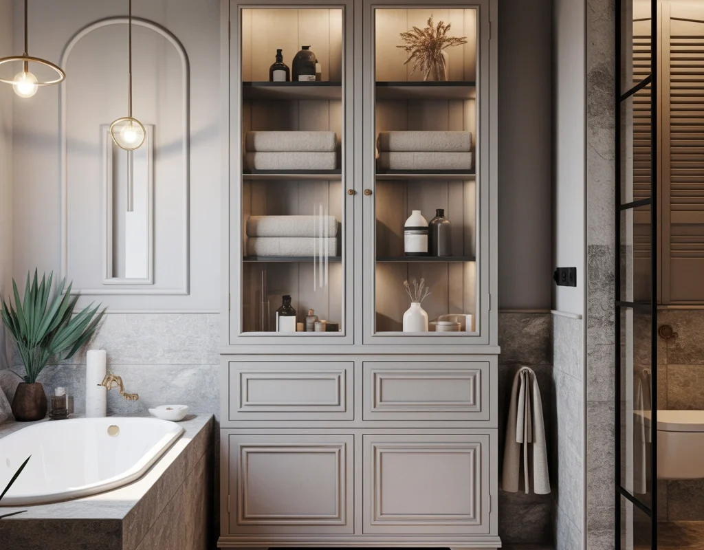 Bathroom Cabinets With Glass Doors for Elegant Display Storage