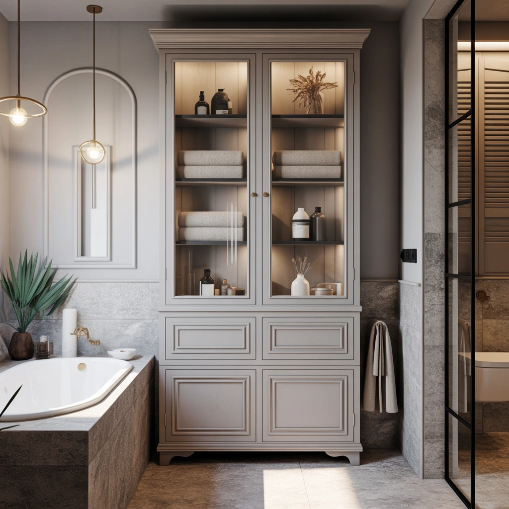 Bathroom Cabinets With Glass Doors for Elegant Display Storage