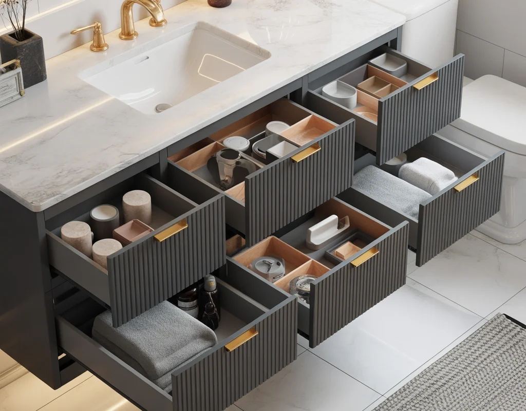 Bathroom Vanity Cabinets With Deep Drawers Instead of Traditional Doors