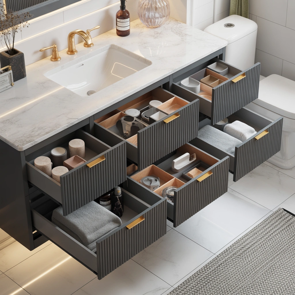 Bathroom Vanity Cabinets With Deep Drawers Instead of Traditional Doors