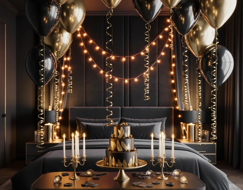 Black and Gold Masculine Birthday Decoration