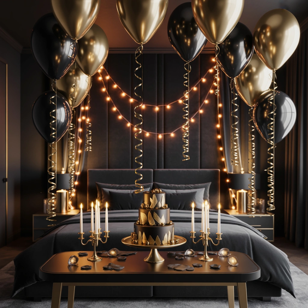 Black and Gold Masculine Birthday Decoration
