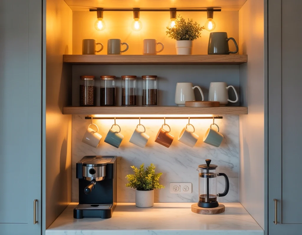 Build a Coffee Bar in a Small Kitchen Nook
