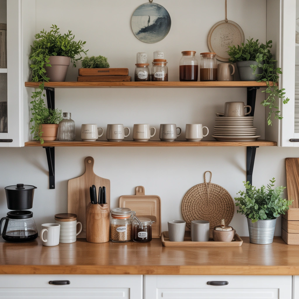 Build a Farmhouse Coffee Bar With Open Shelving and Display Storage