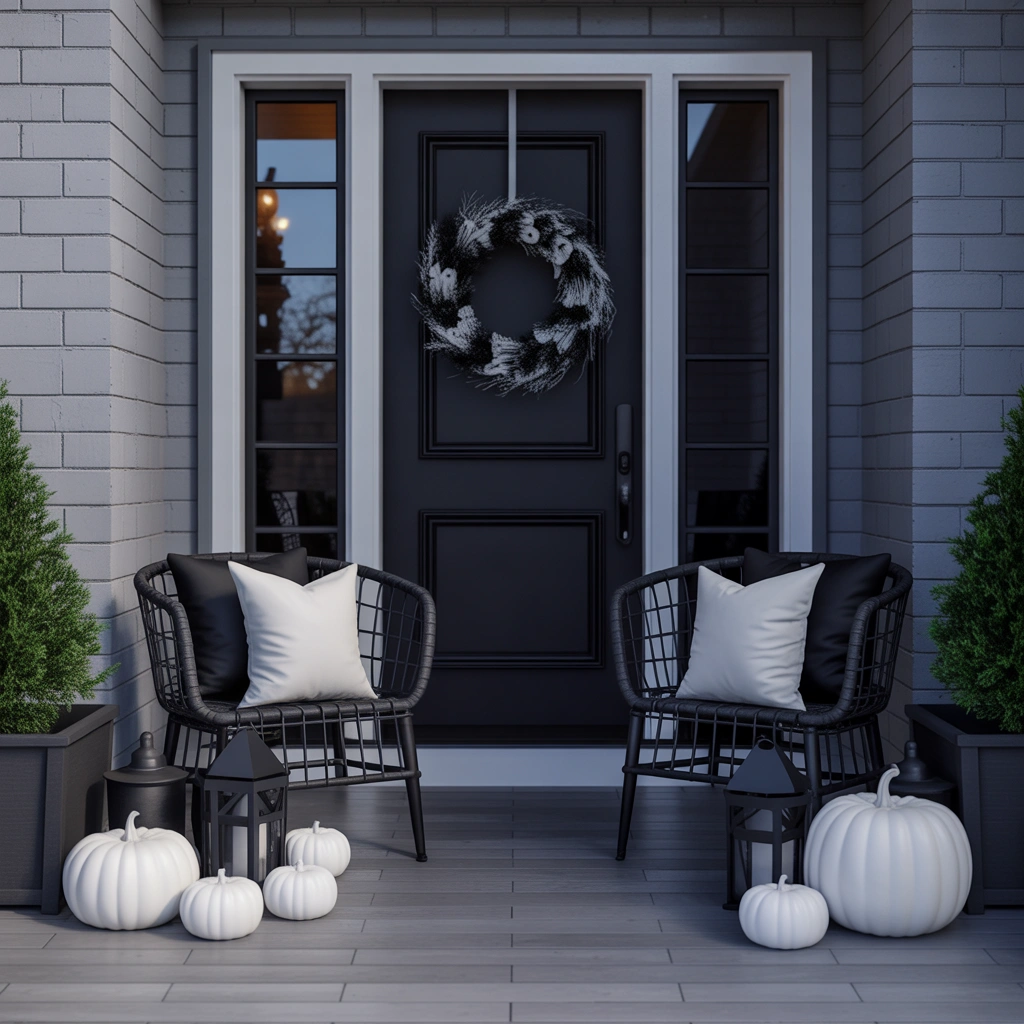 Build a Halloween Porch With Black and White Decor