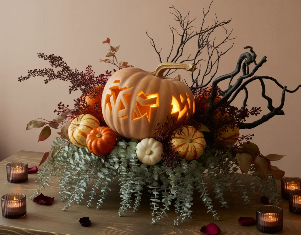 Build a Pumpkin and Eucalyptus Centerpiece