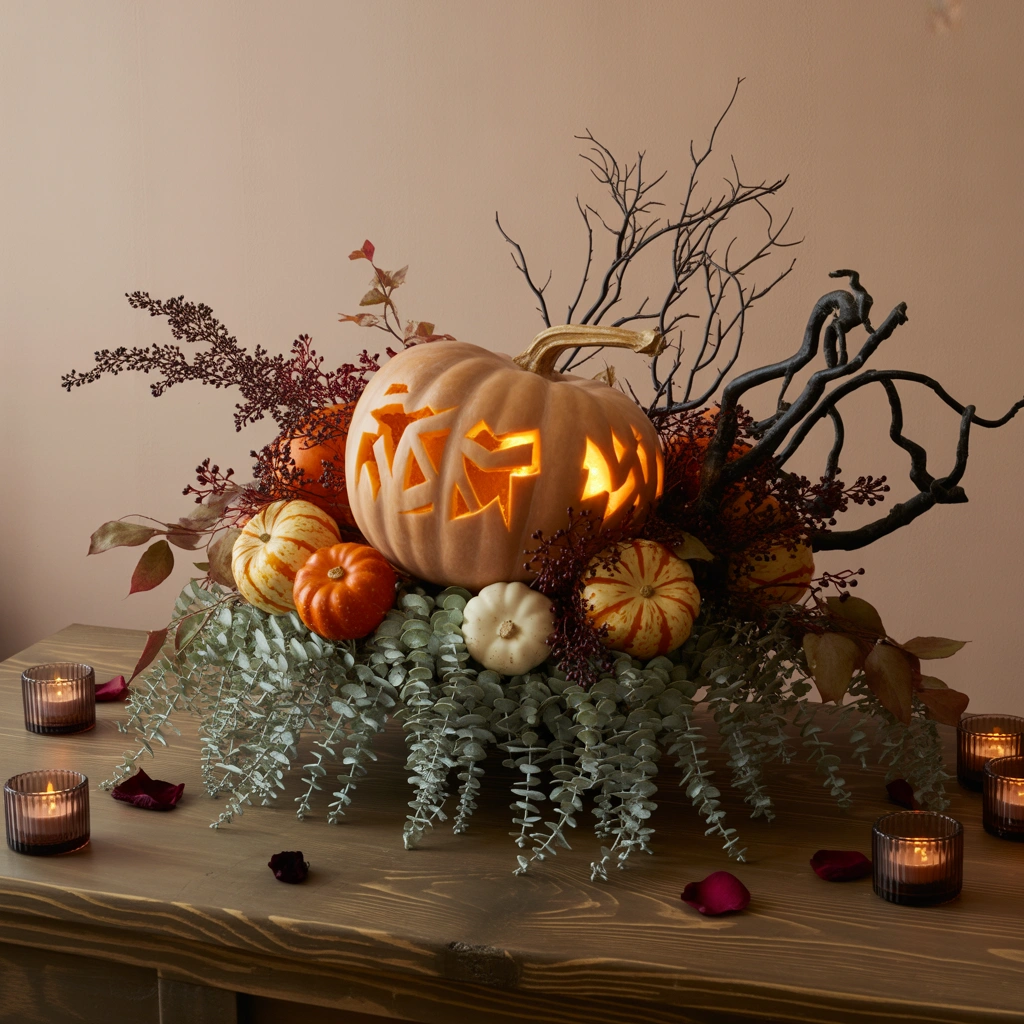Build a Pumpkin and Eucalyptus Centerpiece