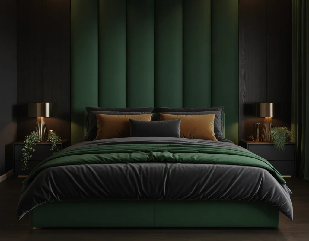 Choose a Black Bed Frame With Emerald Green Upholstery