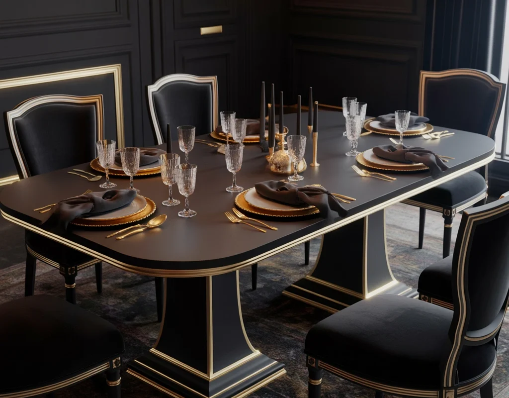 Choose a Black Dining Table With Gold Details