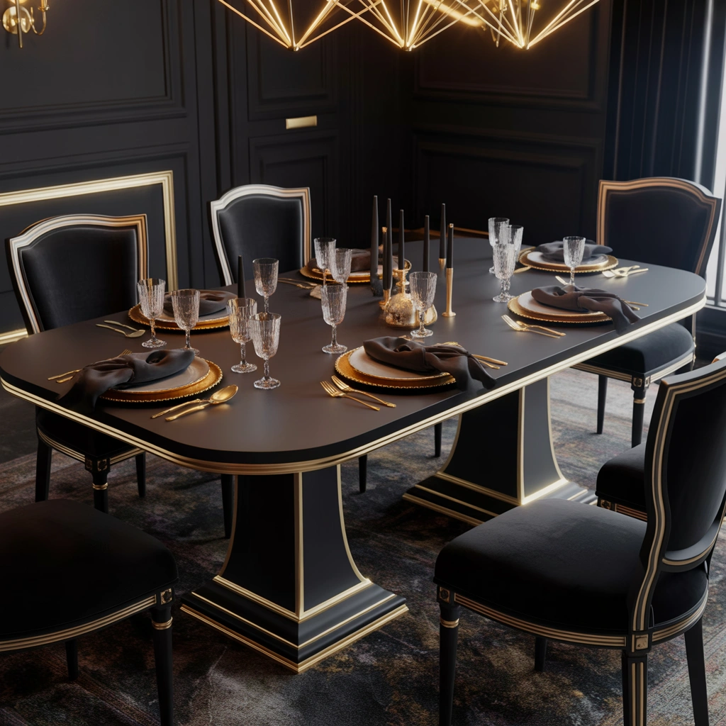 Choose a Black Dining Table With Gold Details