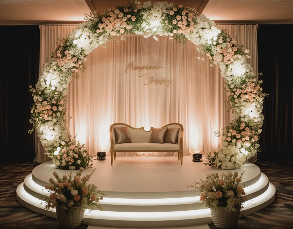 Circular Wedding Stage Decoration for a Unique Modern Appearance