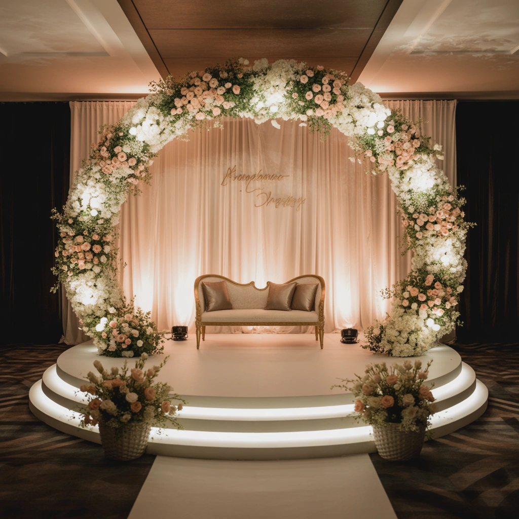 Circular Wedding Stage Decoration for a Unique Modern Appearance