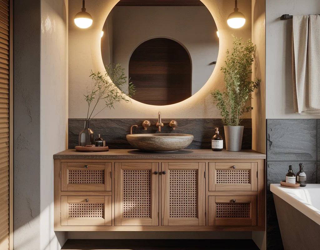 Classic Wooden Bathroom Cabinets for a Warm and Timeless Style