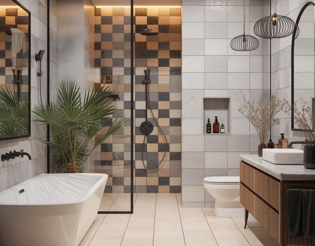 Combine Different Tiles for a Custom Bathroom Design