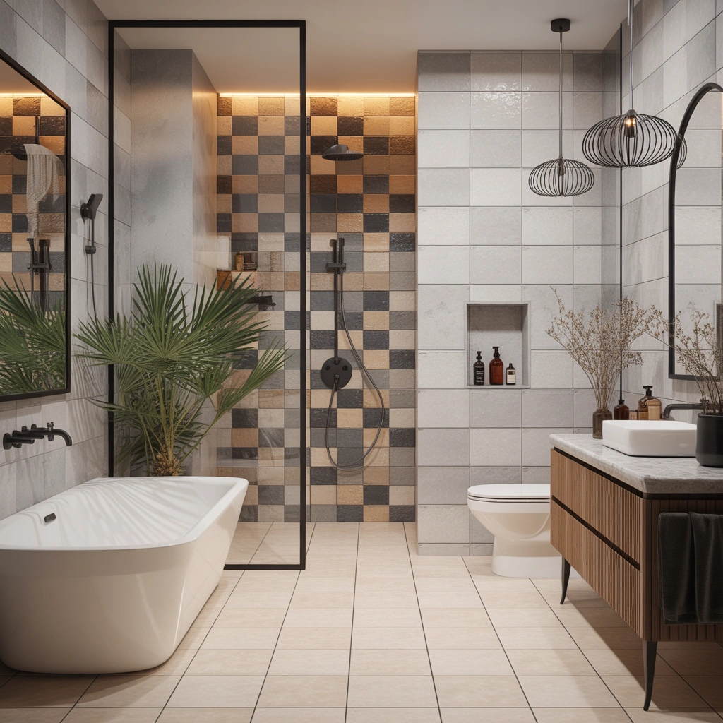 Combine Different Tiles for a Custom Bathroom Design