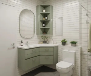 Corner Bathroom Cabinets to Utilize Unused Space