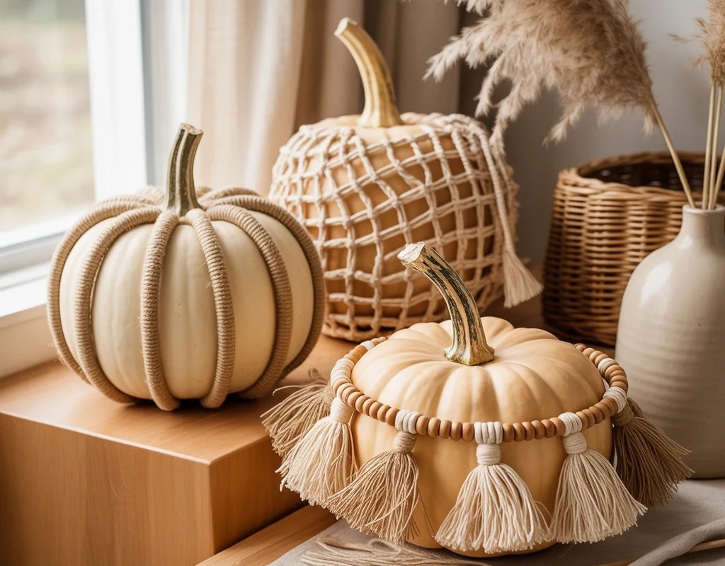 Create Boho Rope and Macramé Pumpkins