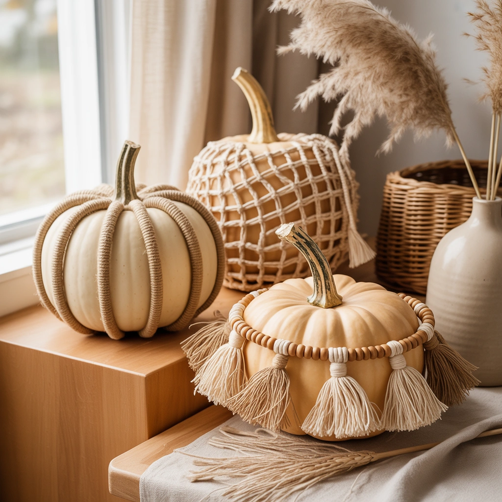 Create Boho Rope and Macramé Pumpkins