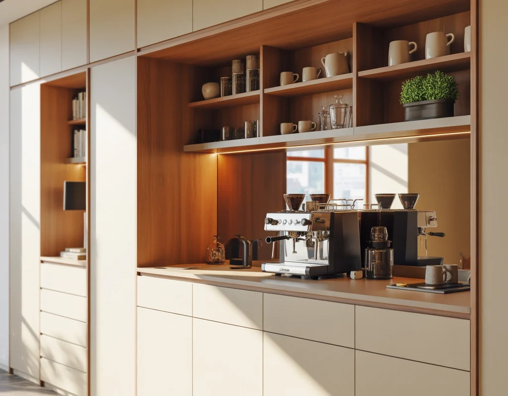 Create a Built In Coffee Bar with Cabinet Storage