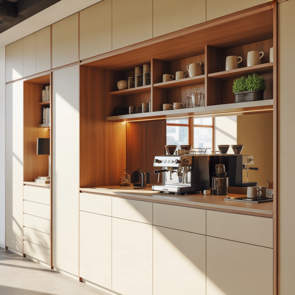 Create a Built In Coffee Bar with Cabinet Storage