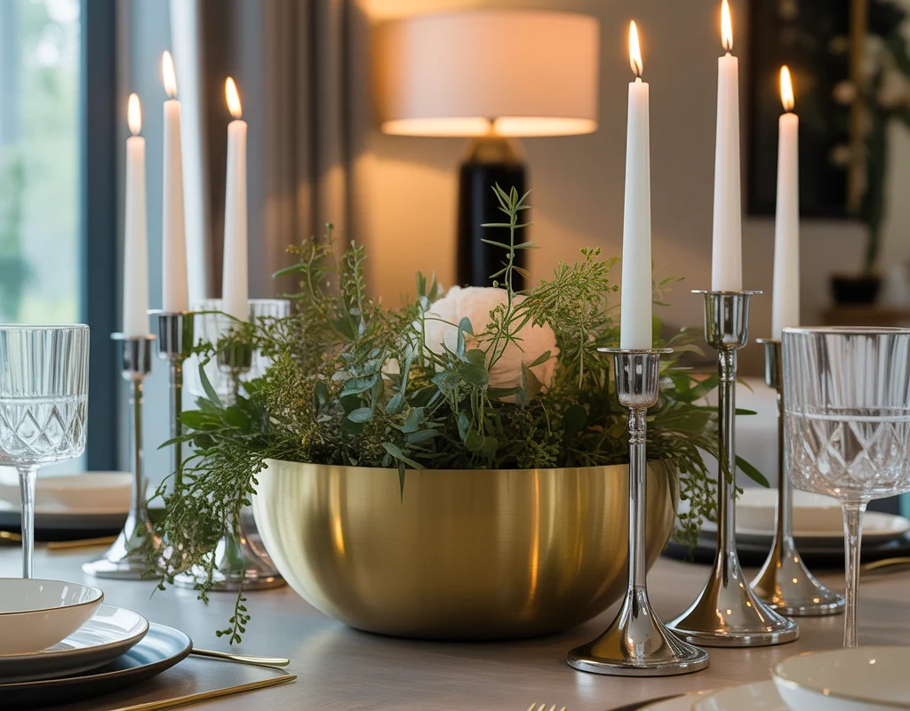 Create a Chrome and Brass Dining Table Centerpiece