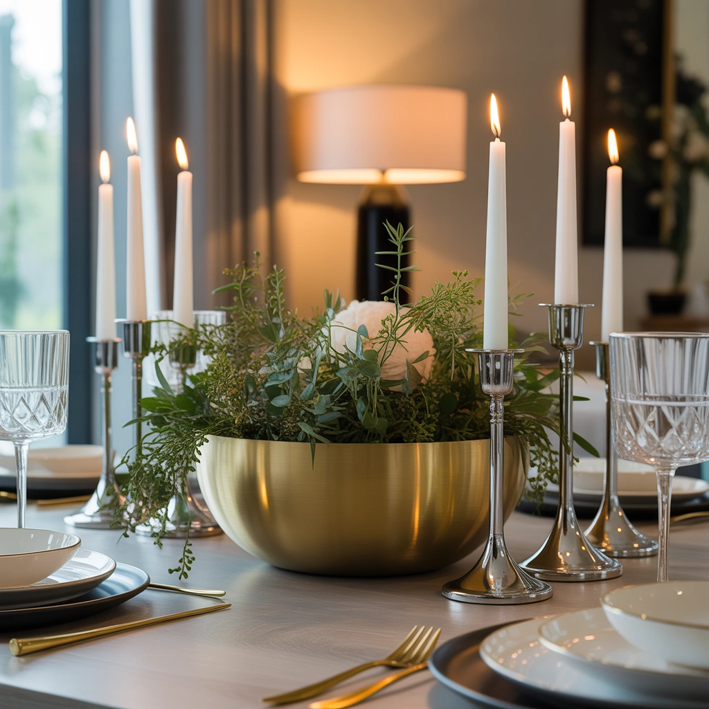 Create a Chrome and Brass Dining Table Centerpiece