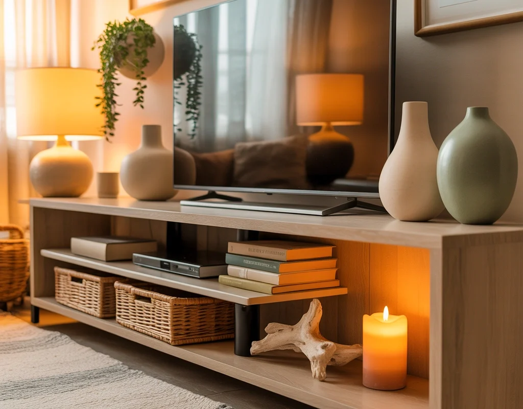 Create a Cozy Layered TV Stand Display