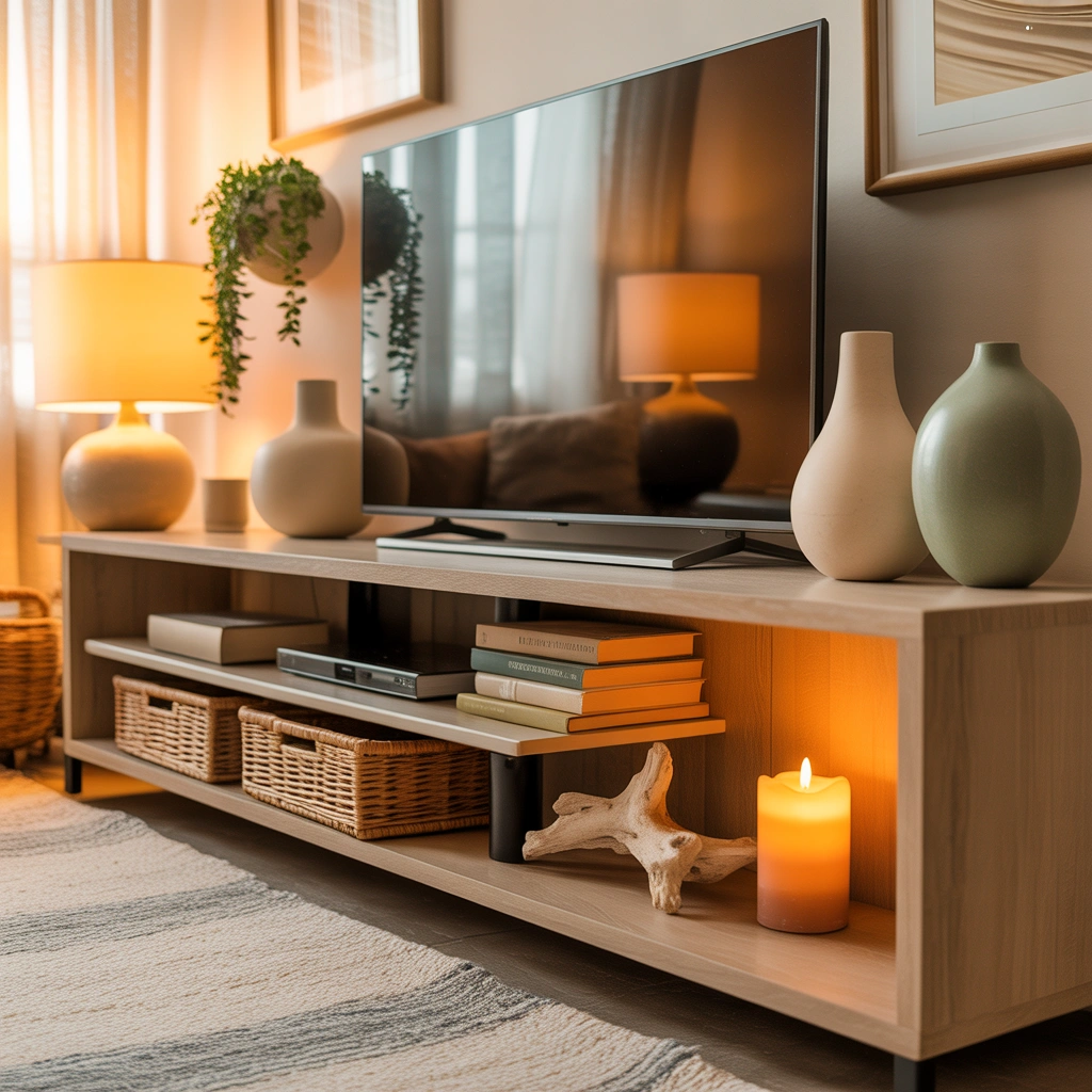 Create a Cozy Layered TV Stand Display