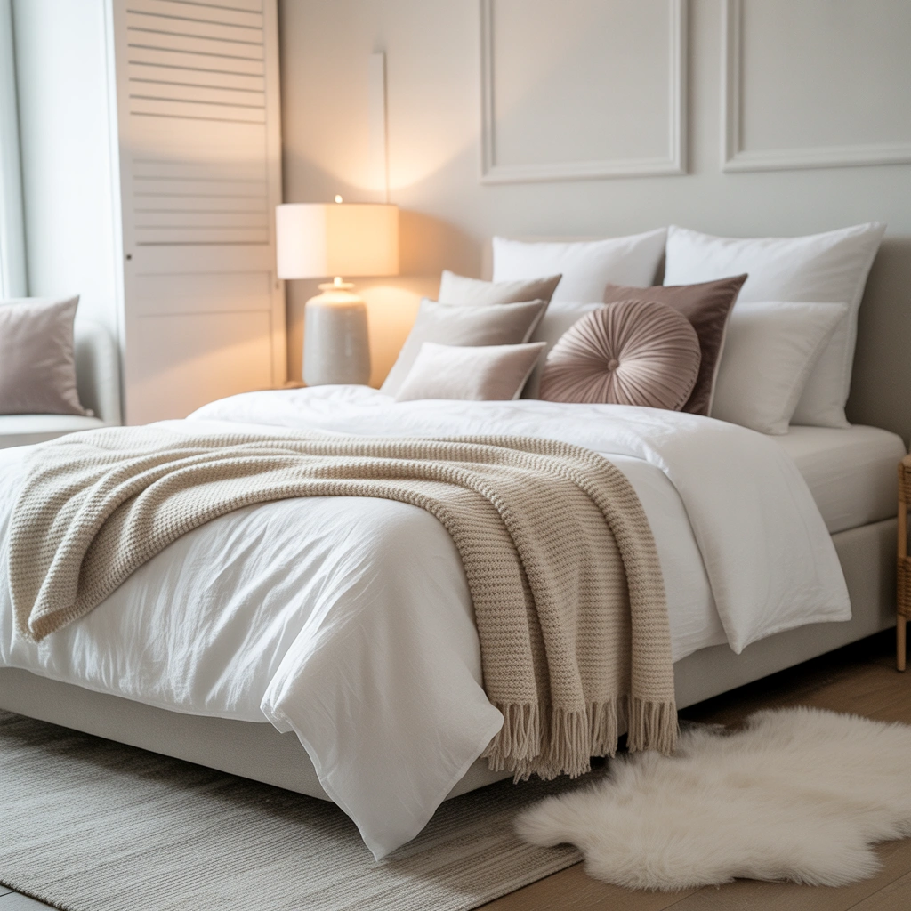 Create a Cozy White Bedroom With Layered Textures