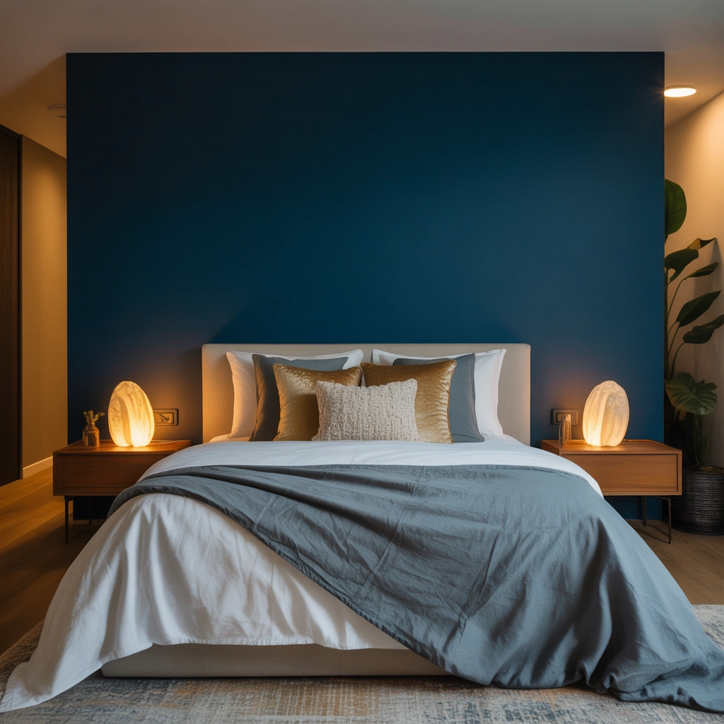 Create a Deep Blue Bedroom Accent Wall