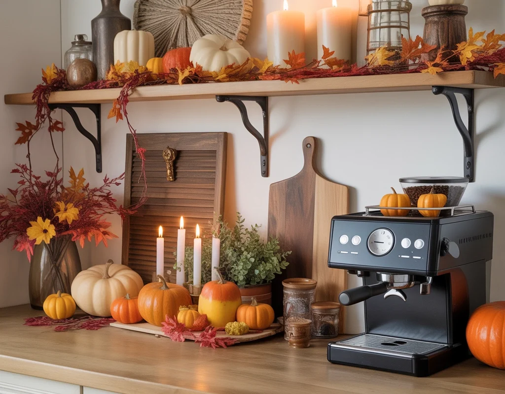Create a Farmhouse Coffee Bar With Seasonal Decorations for a Fresh Look Throughout the Year