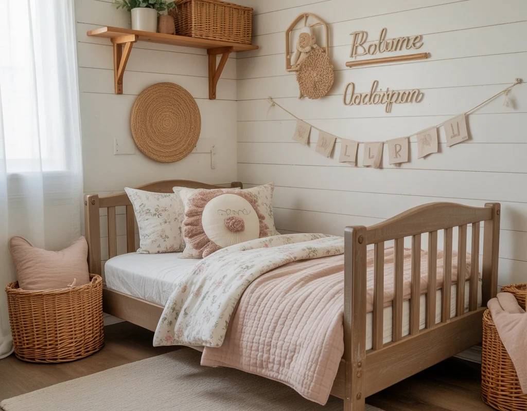 Create a Farmhouse Inspired Cozy Toddler Bedroom