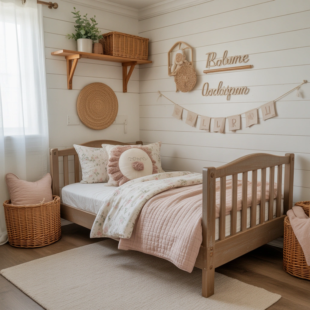 Create a Farmhouse Inspired Cozy Toddler Bedroom