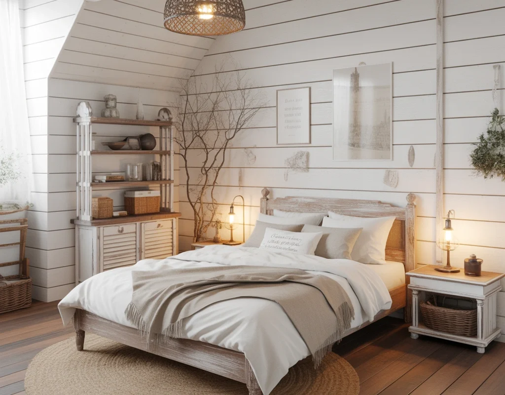Create a Farmhouse Inspired White Bedroom