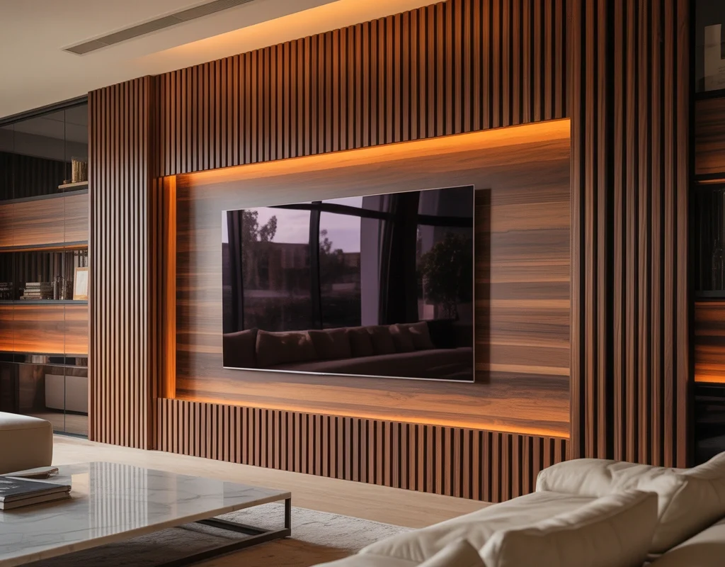 Create a Floor to Ceiling Wood Slat TV Wall