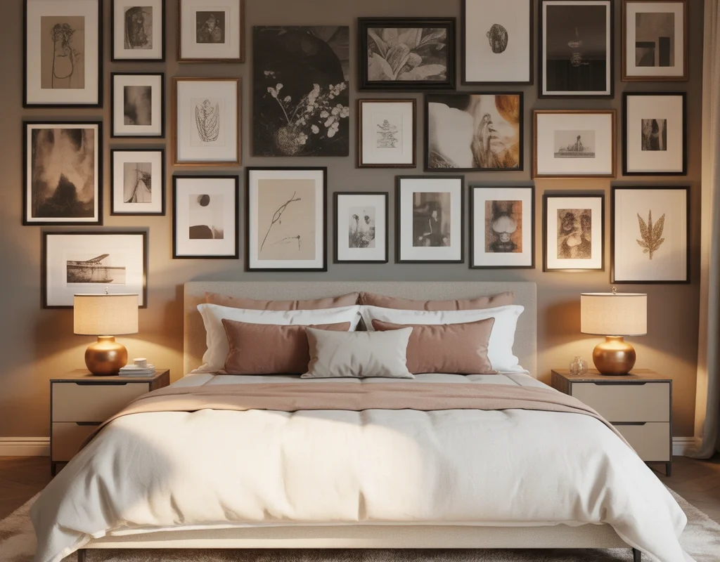 Create a Full Gallery Wall as Your Bedroom Accent