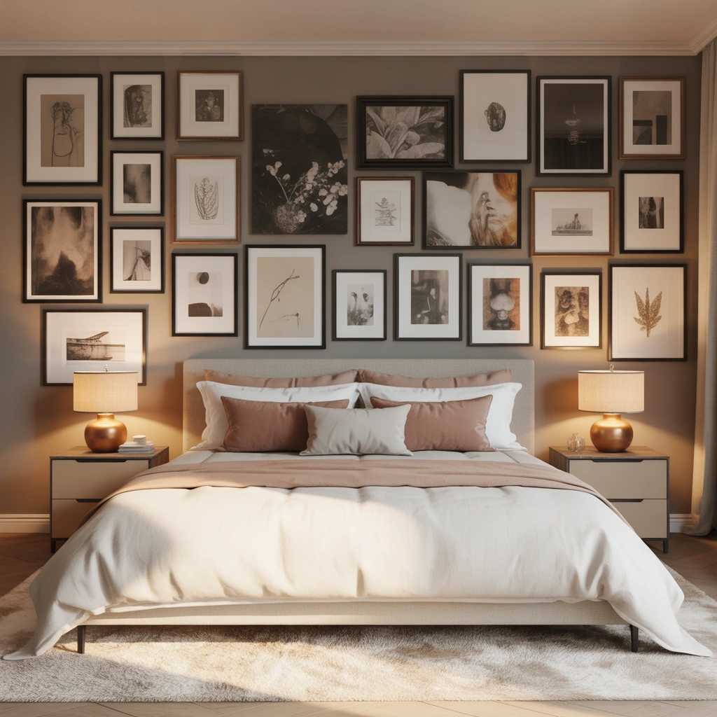 Create a Full Gallery Wall as Your Bedroom Accent
