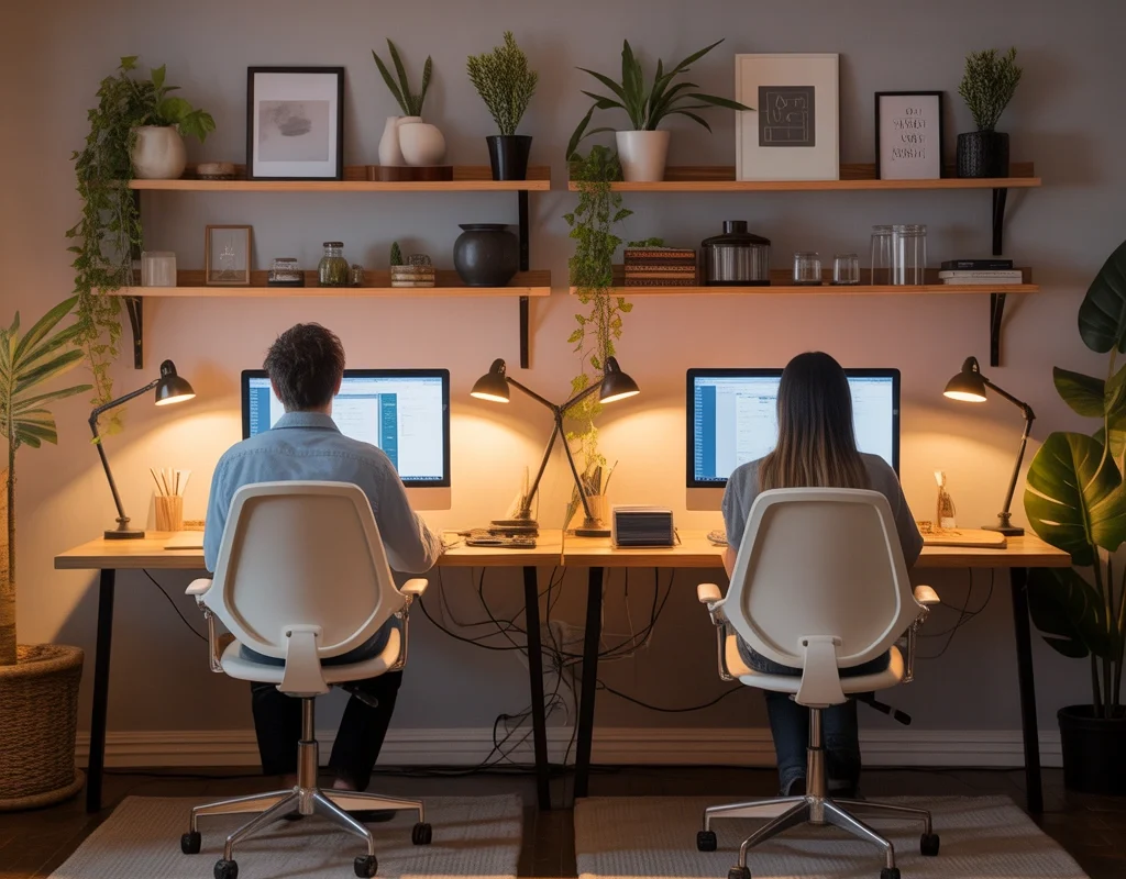 Create a Long Shared Desk for a Clean and Connected Workspace