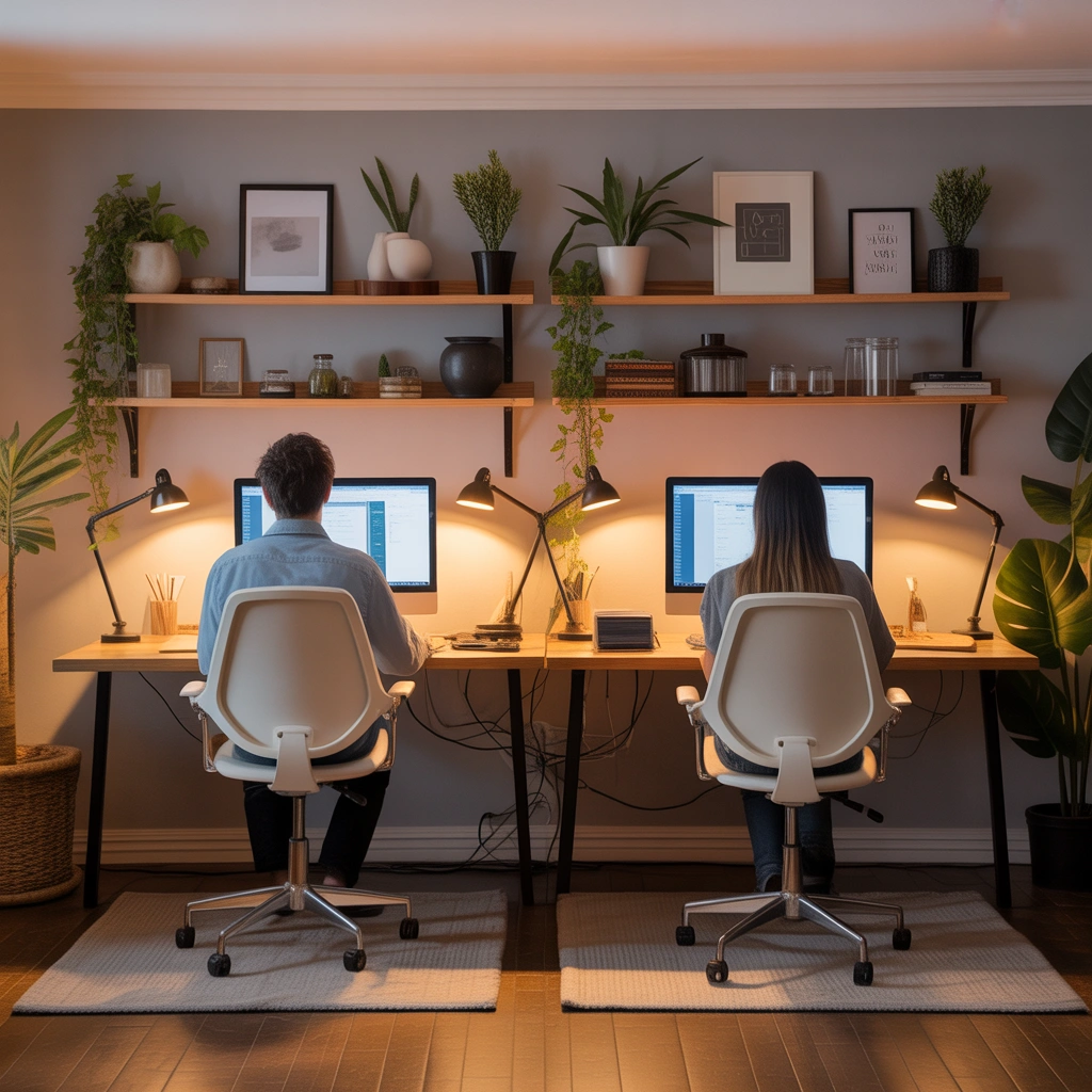 Create a Long Shared Desk for a Clean and Connected Workspace