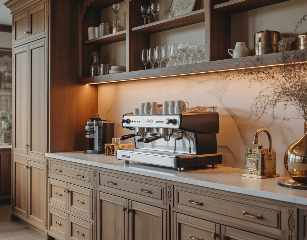 Create a Luxury Farmhouse Coffee Bar With Elegant Finishing Details