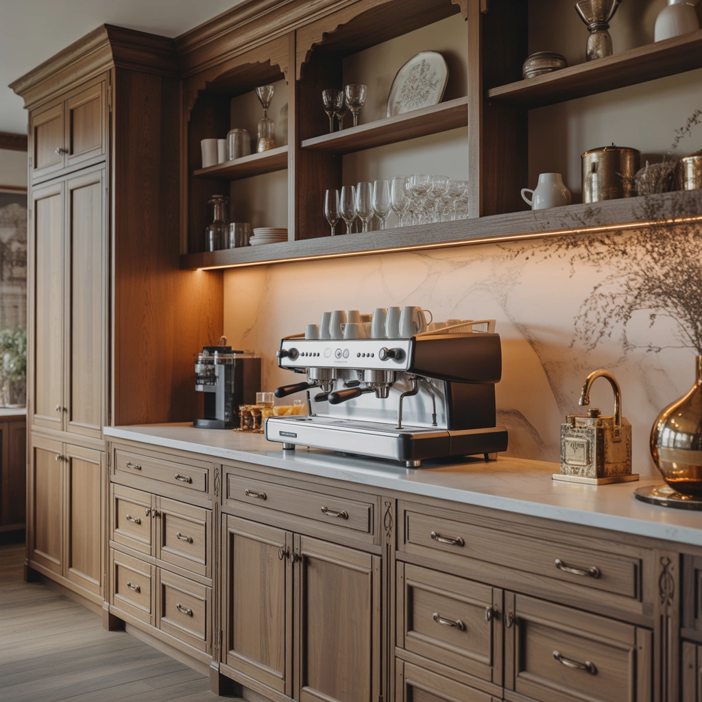 Create a Luxury Farmhouse Coffee Bar With Elegant Finishing Details