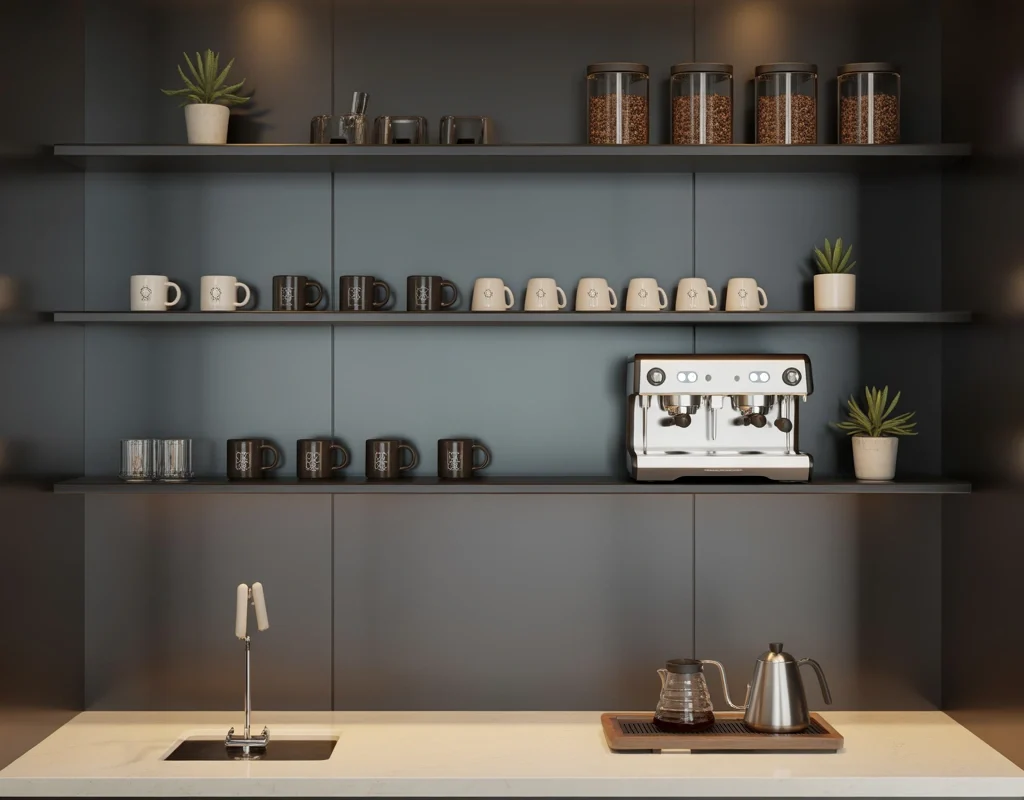 Create a Modern Coffee Bar with Floating Shelves